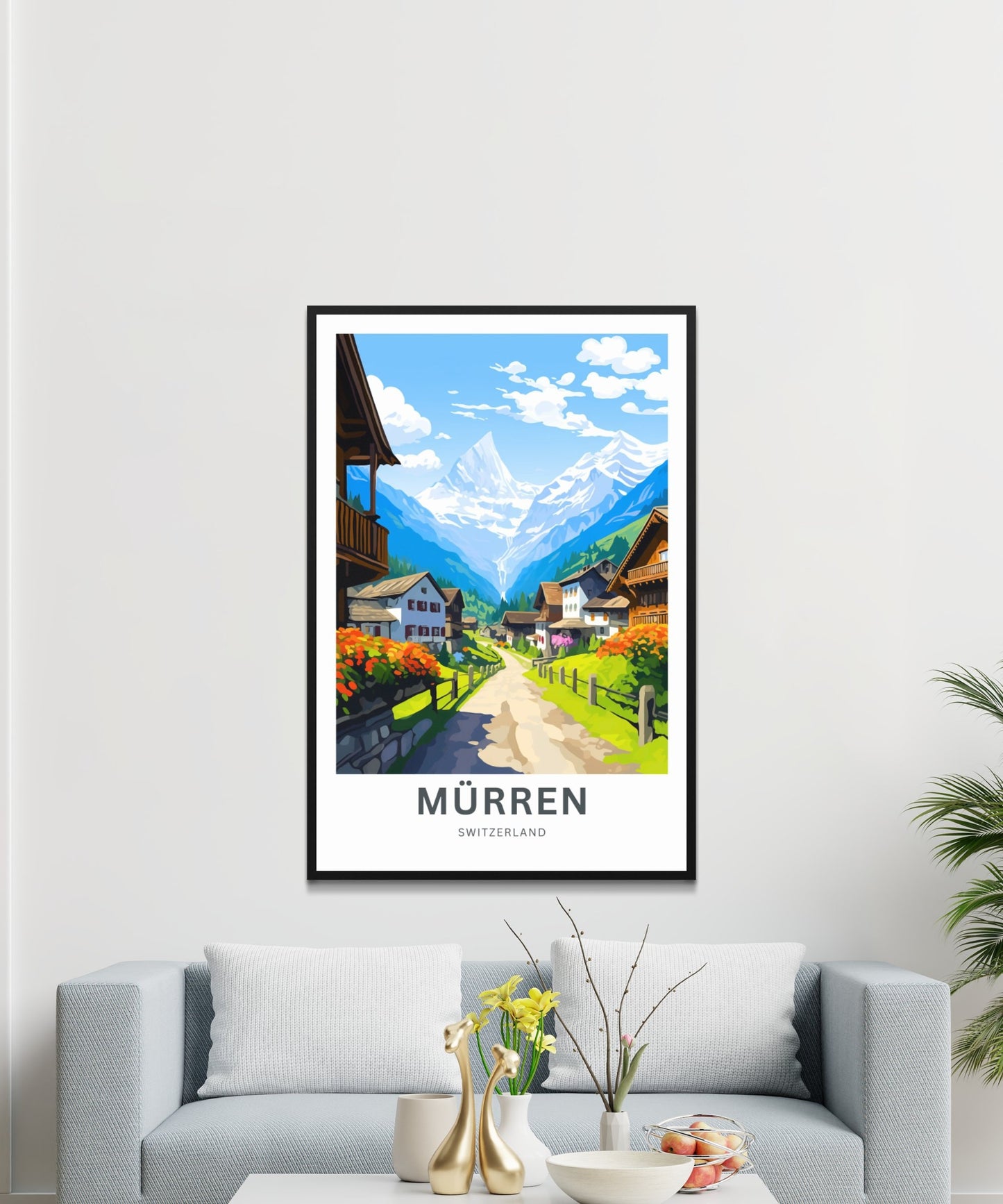 Mürren Travel Print - Mürren poster, Switzerland Wall Art, Framed present, Gift Switzerland Present - TravelTreasureCo