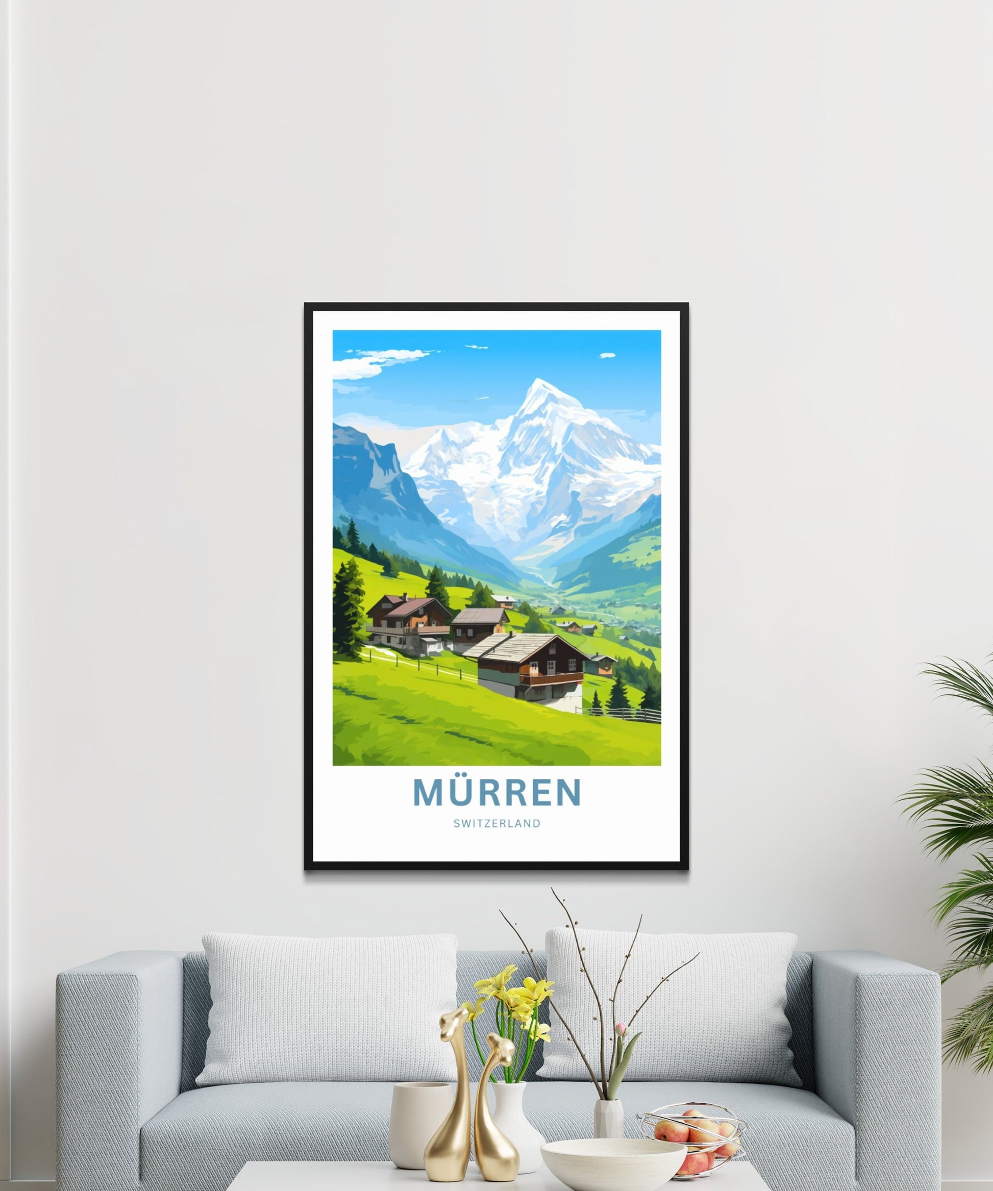 Mürren Travel Print - Mürren poster, Switzerland Wall Art, Framed present, Gift Switzerland Present - TravelTreasureCo