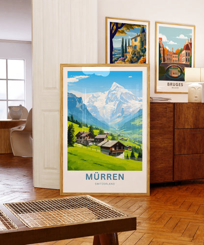 Mürren Travel Print - Mürren poster, Switzerland Wall Art, Framed present, Gift Switzerland Present - TravelTreasureCo