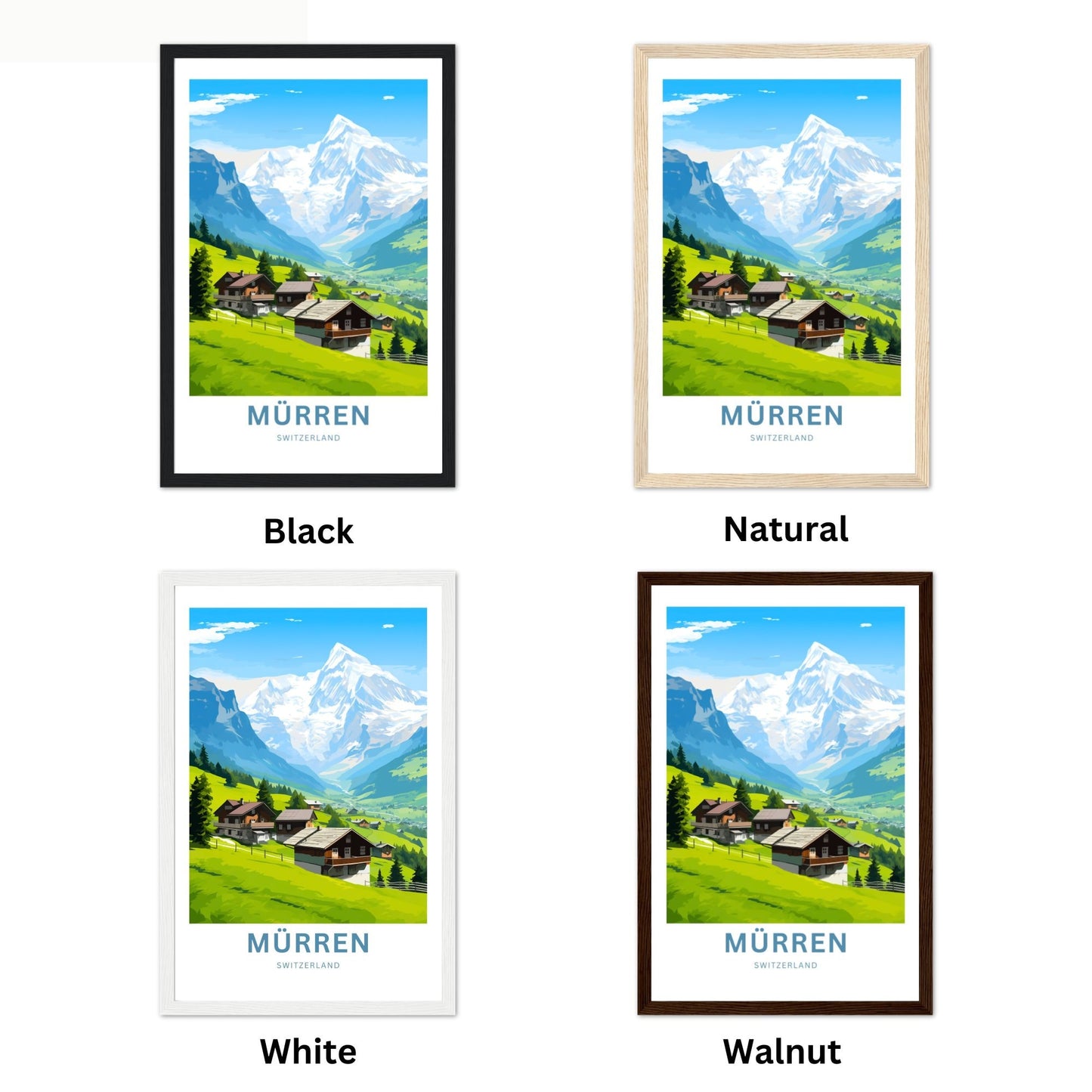 Mürren Travel Print - Mürren poster, Switzerland Wall Art, Framed present, Gift Switzerland Present - TravelTreasureCo