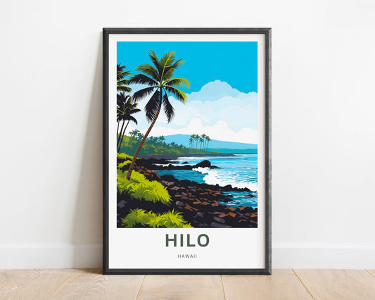 Hilo Travel Print - Hilo Big Island Hawaii poster, Hawaii Wall Art, Framed present, Gift United States Present - TravelTreasureCo