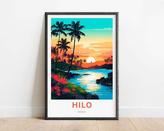 Hilo Travel Print - Hilo Big Island Hawaii poster, Hawaii Wall Art, Framed present, Gift United States Present - TravelTreasureCo