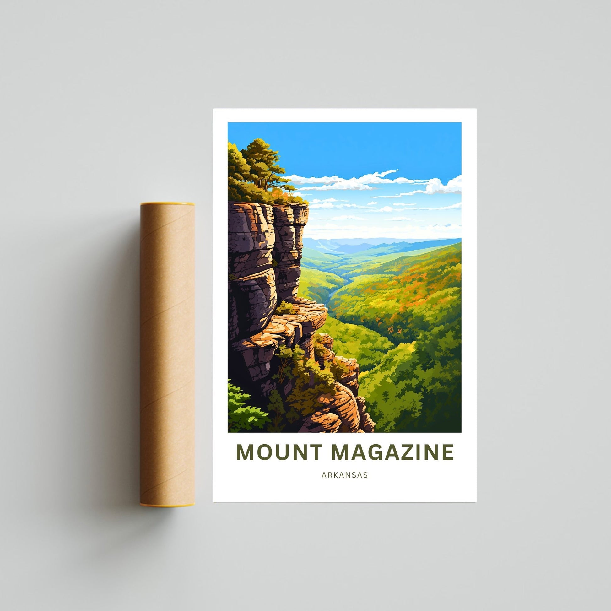 Mount Magazine Travel Print- Mount Magazine poster, Arkansas Wall Art, Framed present, Gift Arkansas Present, Customize Your Text - TravelTreasureCo