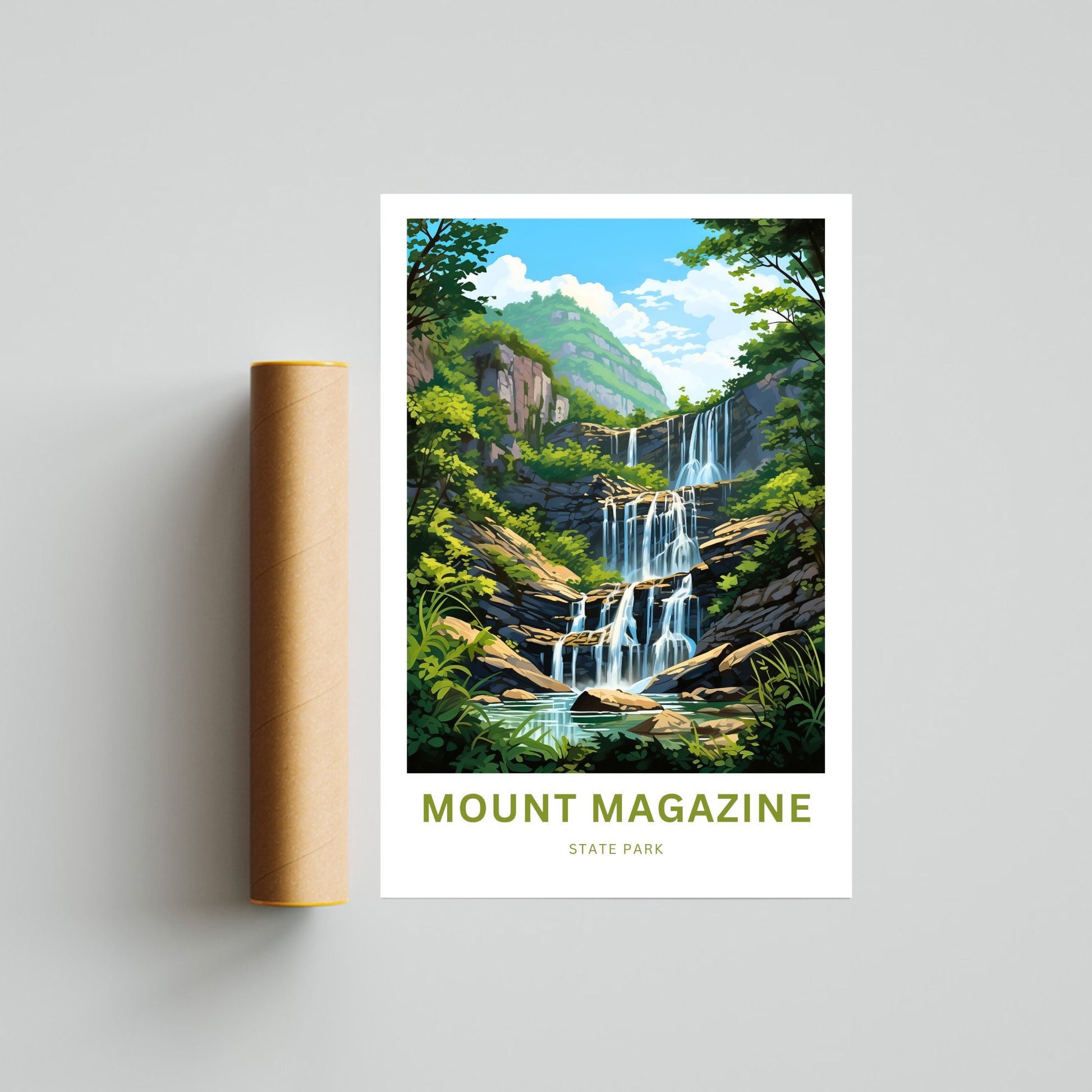 Mount Magazine Travel Print- Mount Magazine poster, Arkansas Wall Art, Framed present, Gift Arkansas Waterfalls, Customize Your Text - TravelTreasureCo