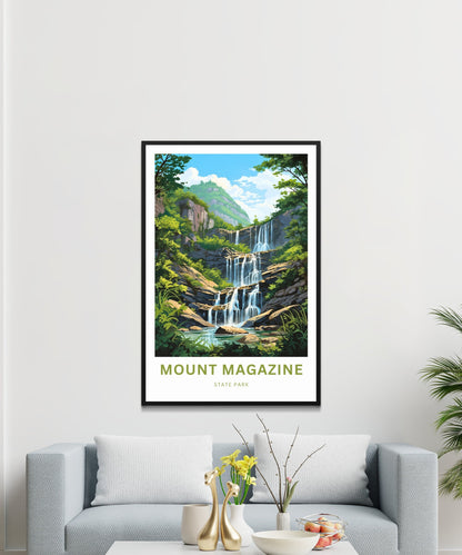 Mount Magazine Travel Print- Mount Magazine poster, Arkansas Wall Art, Framed present, Gift Arkansas Waterfalls, Customize Your Text - TravelTreasureCo