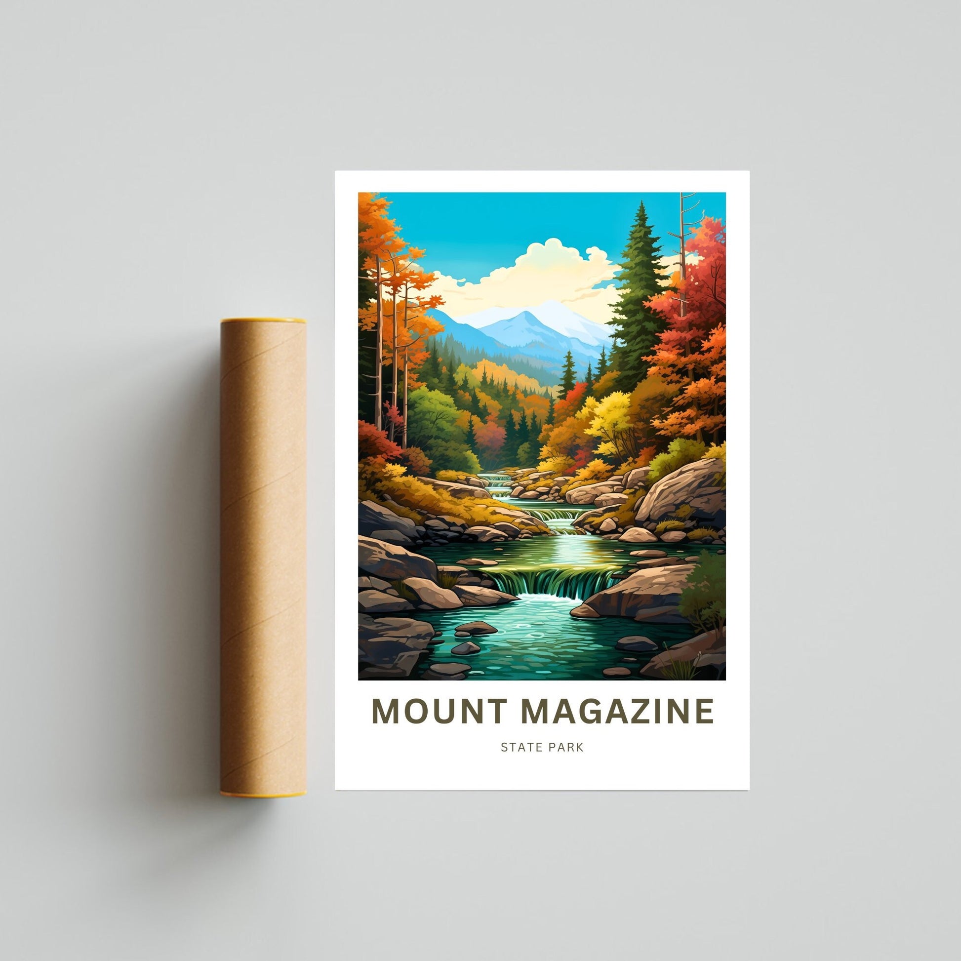 Mount Magazine Travel Print- Mount Magazine poster, Arkansas Wall Art, Framed present, Gift Arkansas River, Customize Your Text - TravelTreasureCo