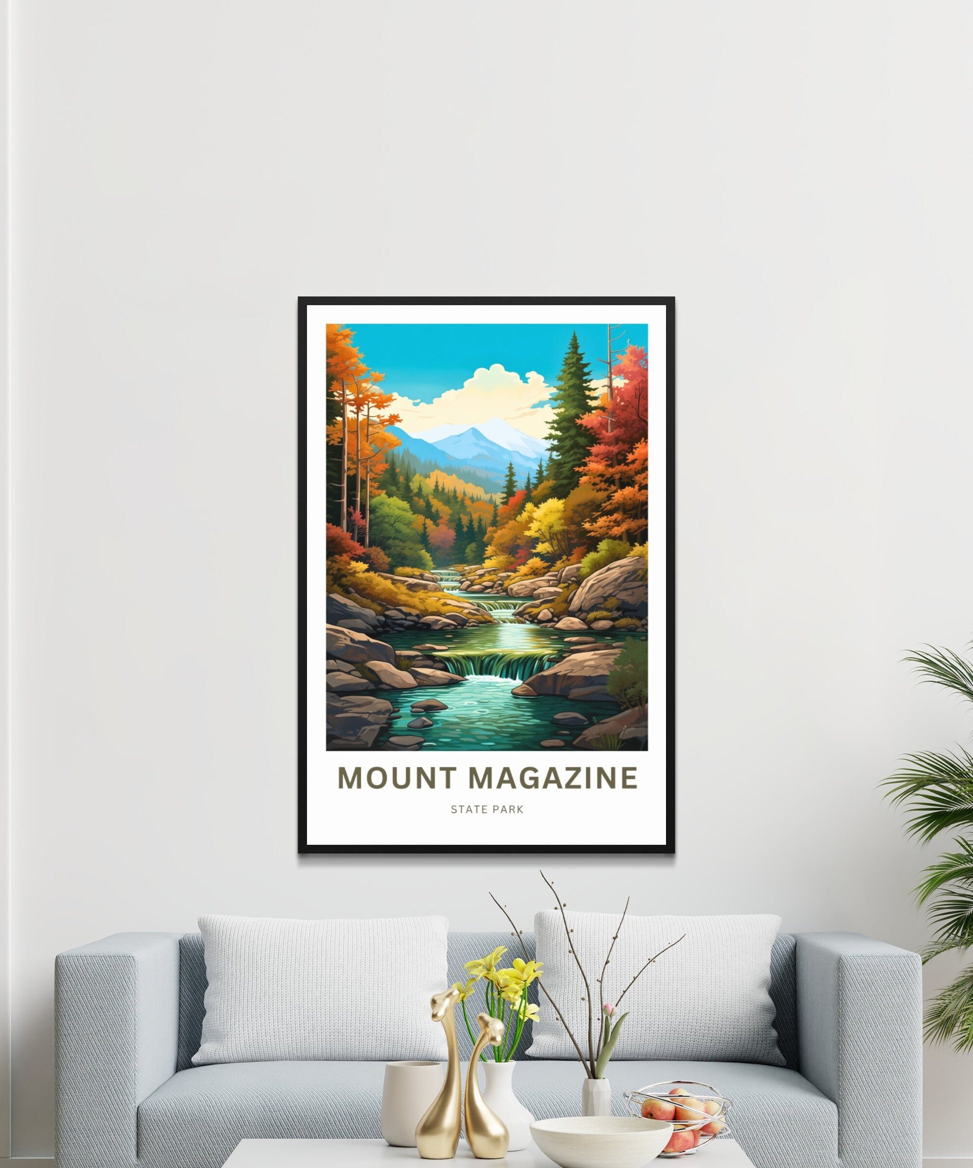 Mount Magazine Travel Print- Mount Magazine poster, Arkansas Wall Art, Framed present, Gift Arkansas River, Customize Your Text - TravelTreasureCo