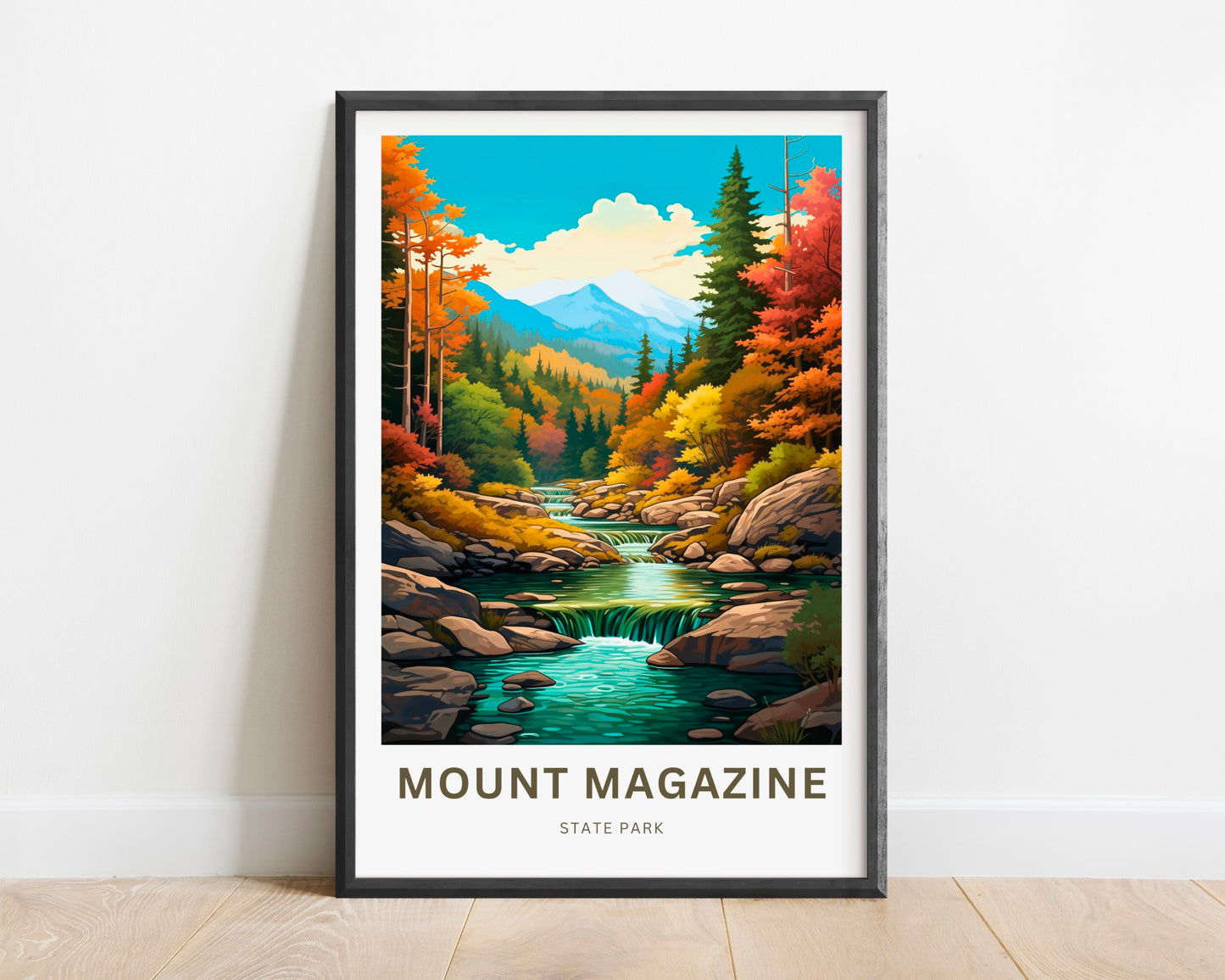 Mount Magazine Travel Print- Mount Magazine poster, Arkansas Wall Art, Framed present, Gift Arkansas River, Customize Your Text - TravelTreasureCo