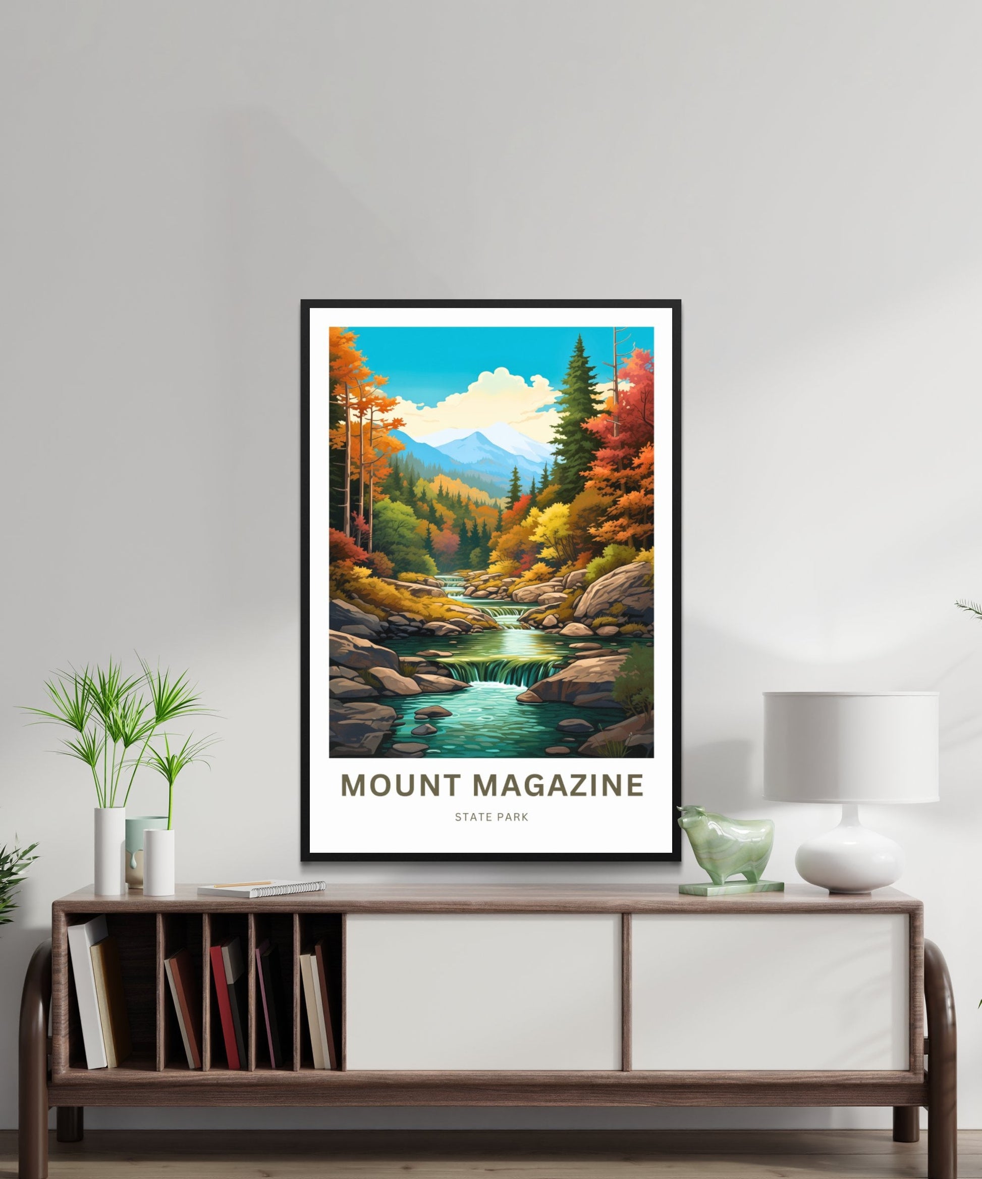 Mount Magazine Travel Print- Mount Magazine poster, Arkansas Wall Art, Framed present, Gift Arkansas River, Customize Your Text - TravelTreasureCo