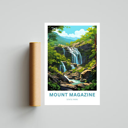 Mount Magazine Travel Print- Mount Magazine State Park Poster, Arkansas Wall Art, Framed present, Gift Arkansas Waterfalls, Customize Text - TravelTreasureCo