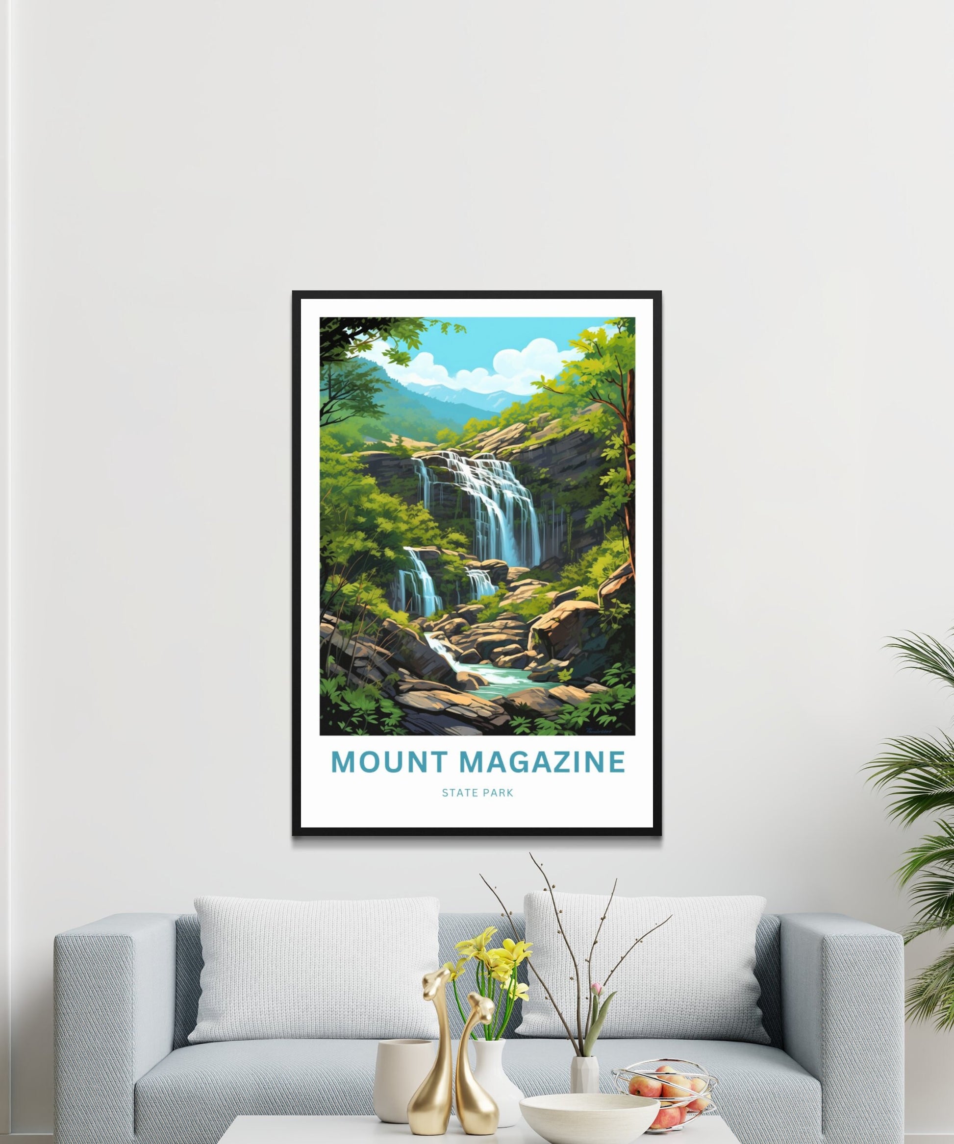 Mount Magazine Travel Print- Mount Magazine State Park Poster, Arkansas Wall Art, Framed present, Gift Arkansas Waterfalls, Customize Text - TravelTreasureCo