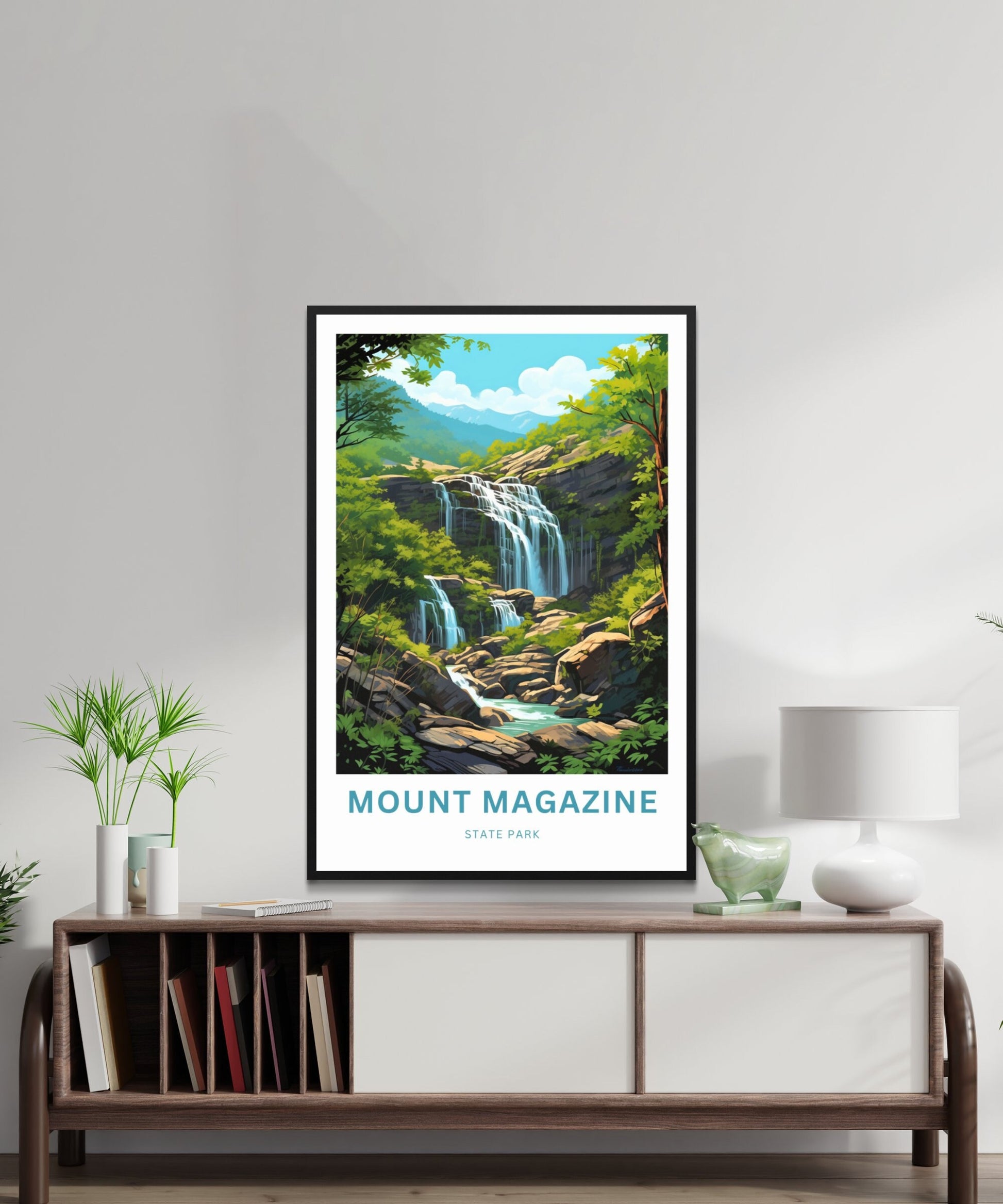 Mount Magazine Travel Print- Mount Magazine State Park Poster, Arkansas Wall Art, Framed present, Gift Arkansas Waterfalls, Customize Text - TravelTreasureCo