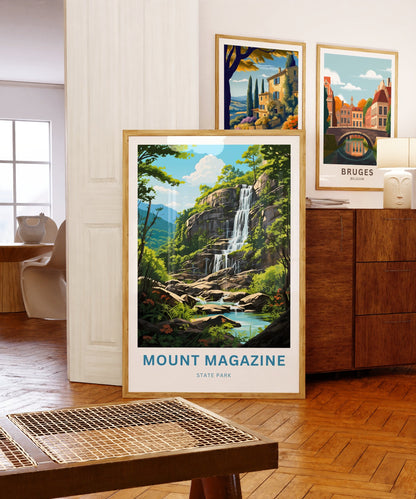 Mount Magazine Travel Print- Mount Magazine State Park Poster, Arkansas Wall Art, Framed present, Gift Arkansas Waterfalls, Customize Text - TravelTreasureCo