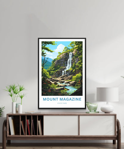 Mount Magazine Travel Print- Mount Magazine State Park Poster, Arkansas Wall Art, Framed present, Gift Arkansas Waterfalls, Customize Text - TravelTreasureCo