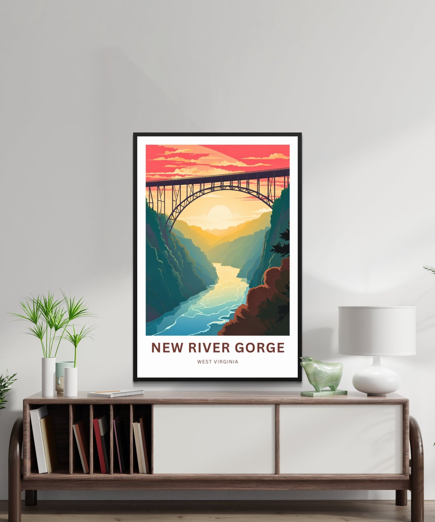 New River Gorge Travel Print - New River Gorge Poster, West Virginia Wall Art, Framed present, West Virginia Gift, Customize Your Text - TravelTreasureCo