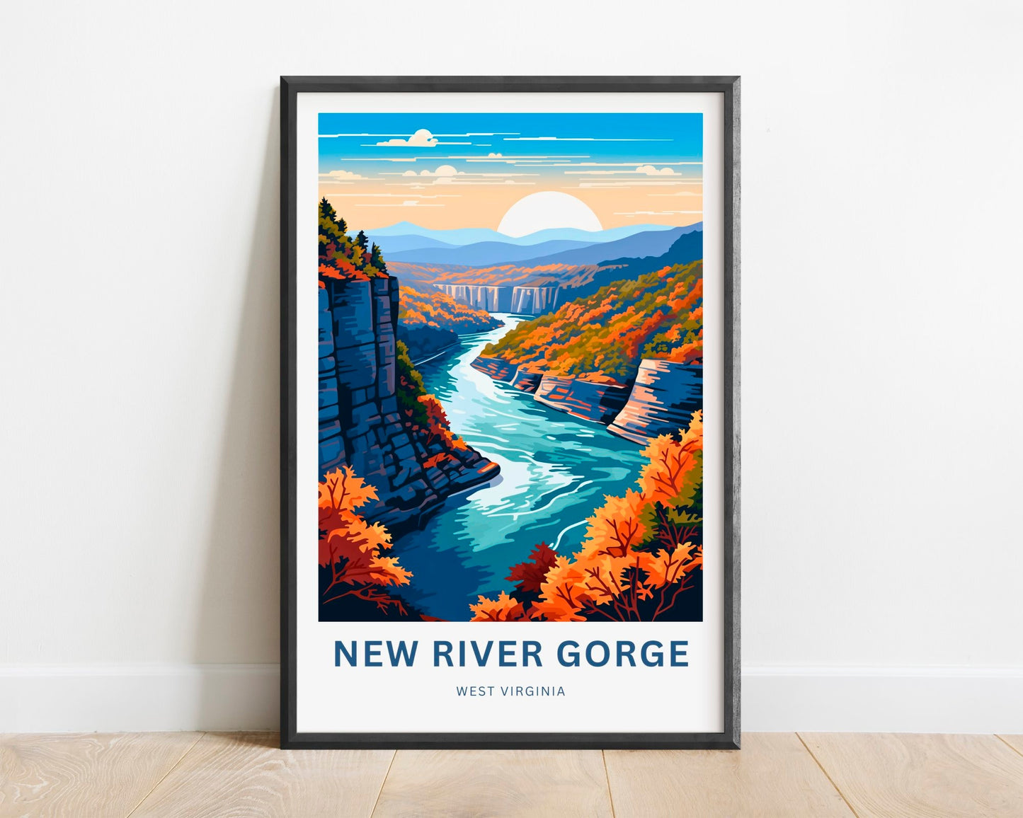 New River Gorge Travel Print - New River Gorge Poster, West Virginia Wall Art, Framed present, West Virginia Gift, Customize Your Text - TravelTreasureCo