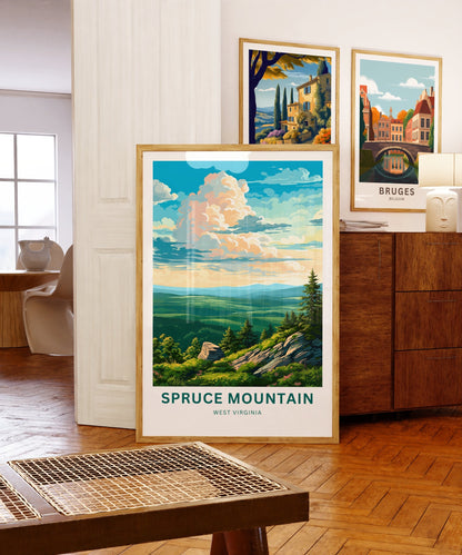 Spruce Mountain Travel Print - Spruce Mountain poster, West Virginia Wall Art, Framed present, Gift West Virginia Present, Custom Text - TravelTreasureCo