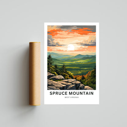 Spruce Mountain Travel Print - Spruce Mountain poster, West Virginia Wall Art, Framed present, Gift West Virginia Present, Custom Text - TravelTreasureCo