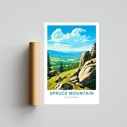 Spruce Mountain Travel Print - Spruce Mountain poster, West Virginia Wall Art, Framed present, Gift West Virginia Present, Custom Text - TravelTreasureCo