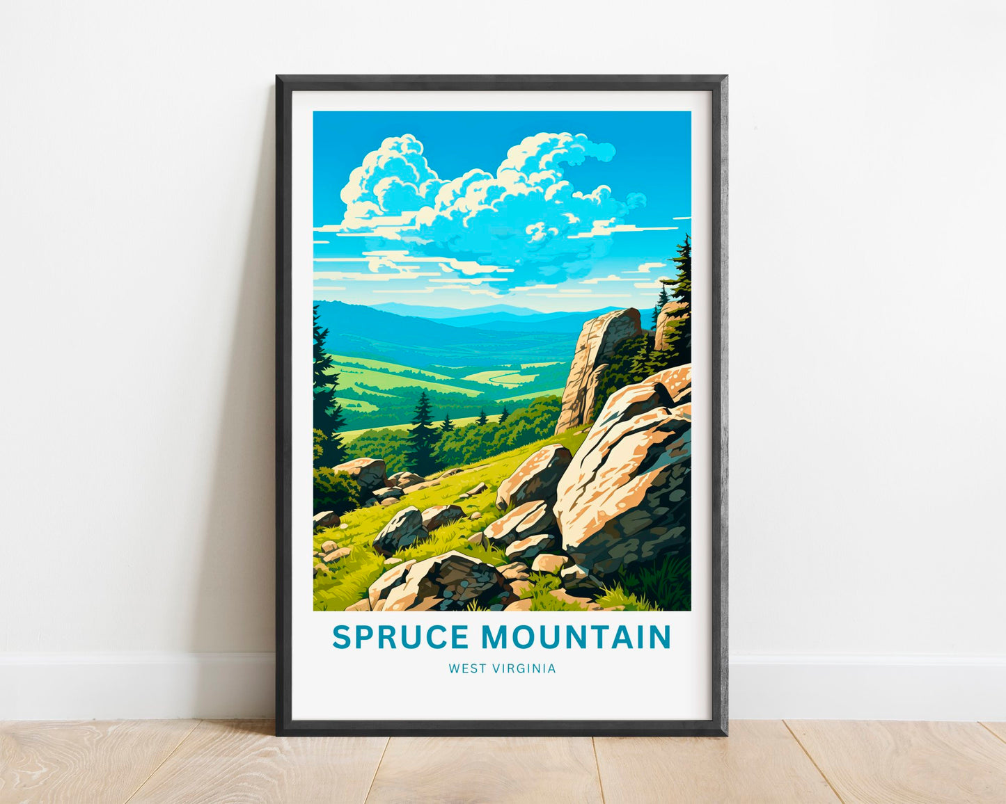 Spruce Mountain Travel Print - Spruce Mountain poster, West Virginia Wall Art, Framed present, Gift West Virginia Present, Custom Text - TravelTreasureCo