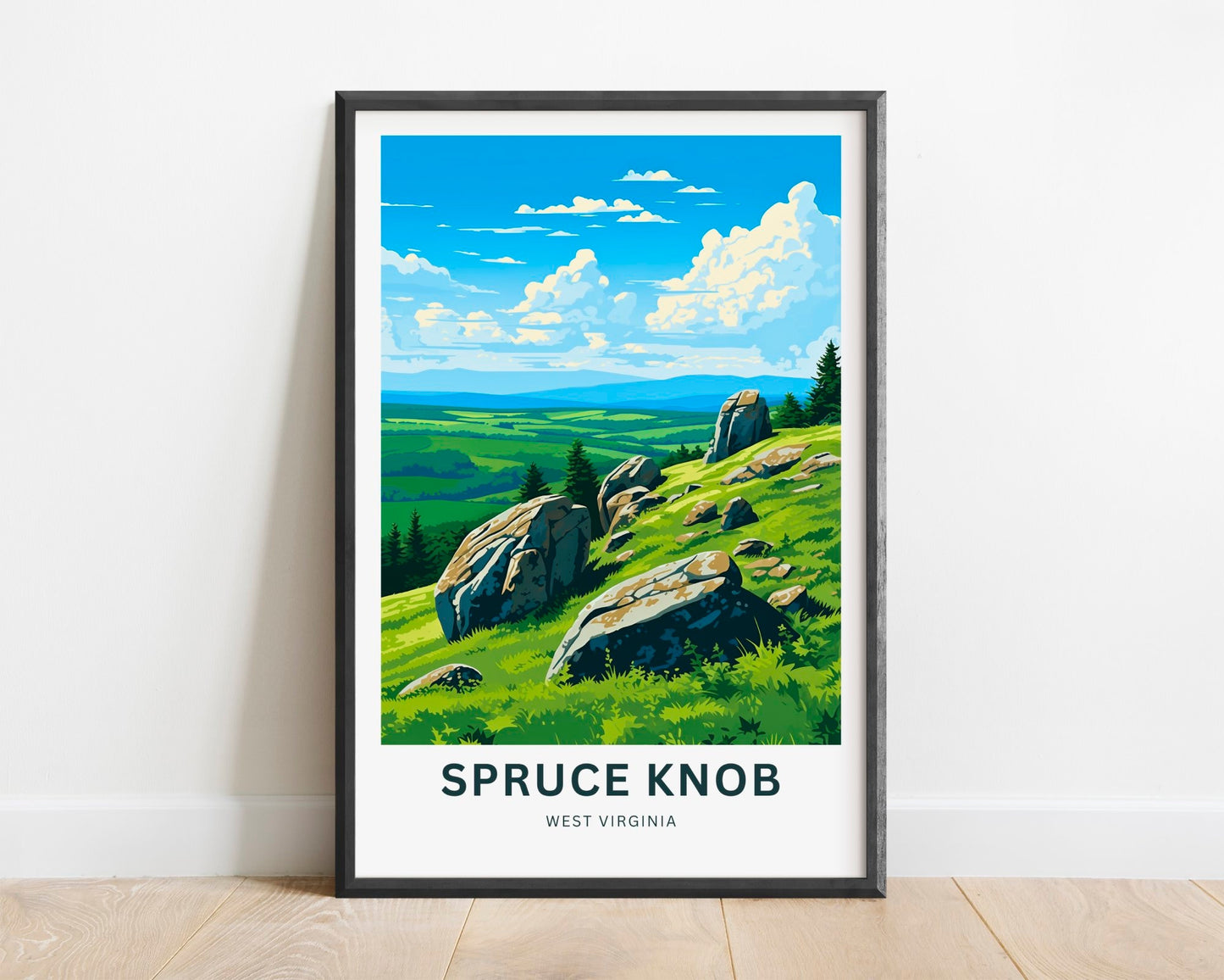 Spruce Knob Travel Print - Spruce Knob poster, West Virginia Wall Art, Framed present, West Virginia National Forest Gift Art, Custom Text - TravelTreasureCo