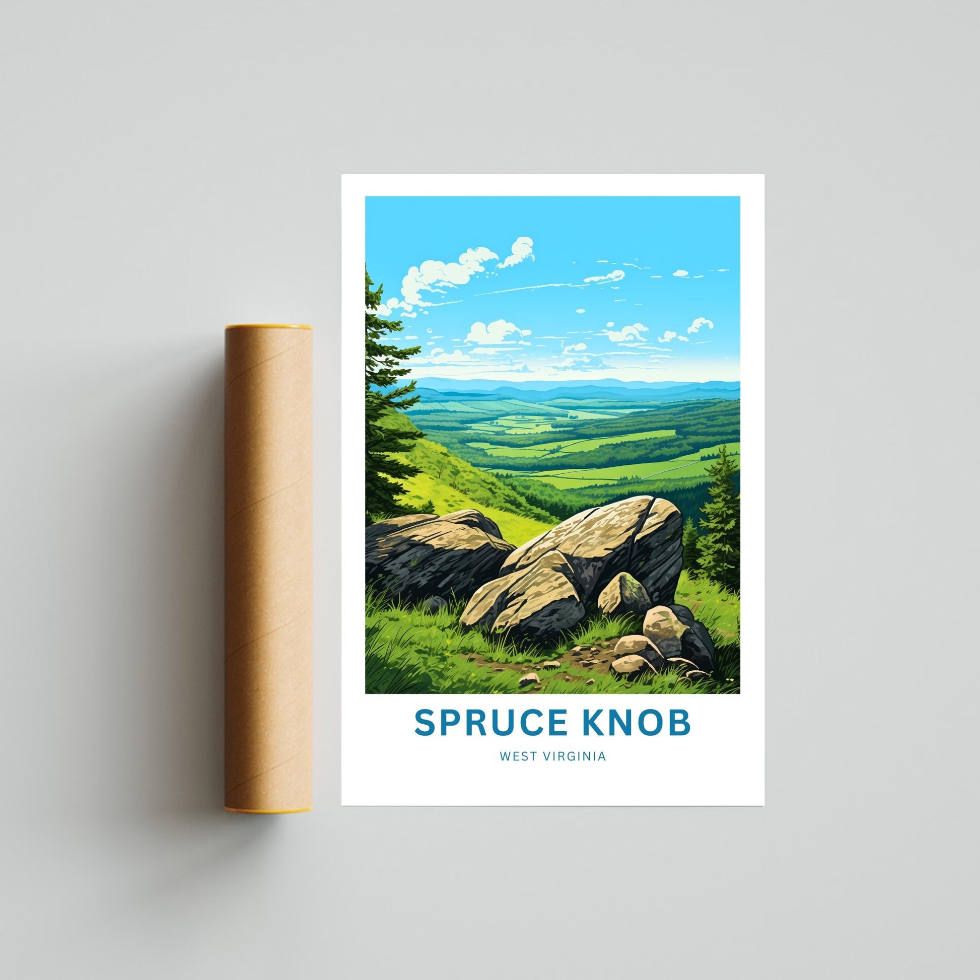 Spruce Knob Travel Print - Spruce Knob poster, West Virginia Wall Art, Framed present, West Virginia National Forest Gift Art, Custom Text - TravelTreasureCo