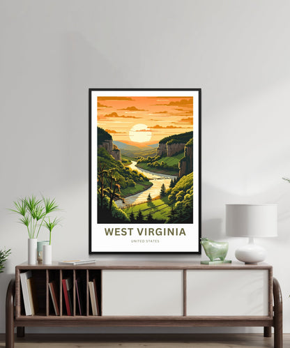 West Virginia Travel Print - West Virginia poster, United States Wall Art, Framed present, Gift United States Present - TravelTreasureCo