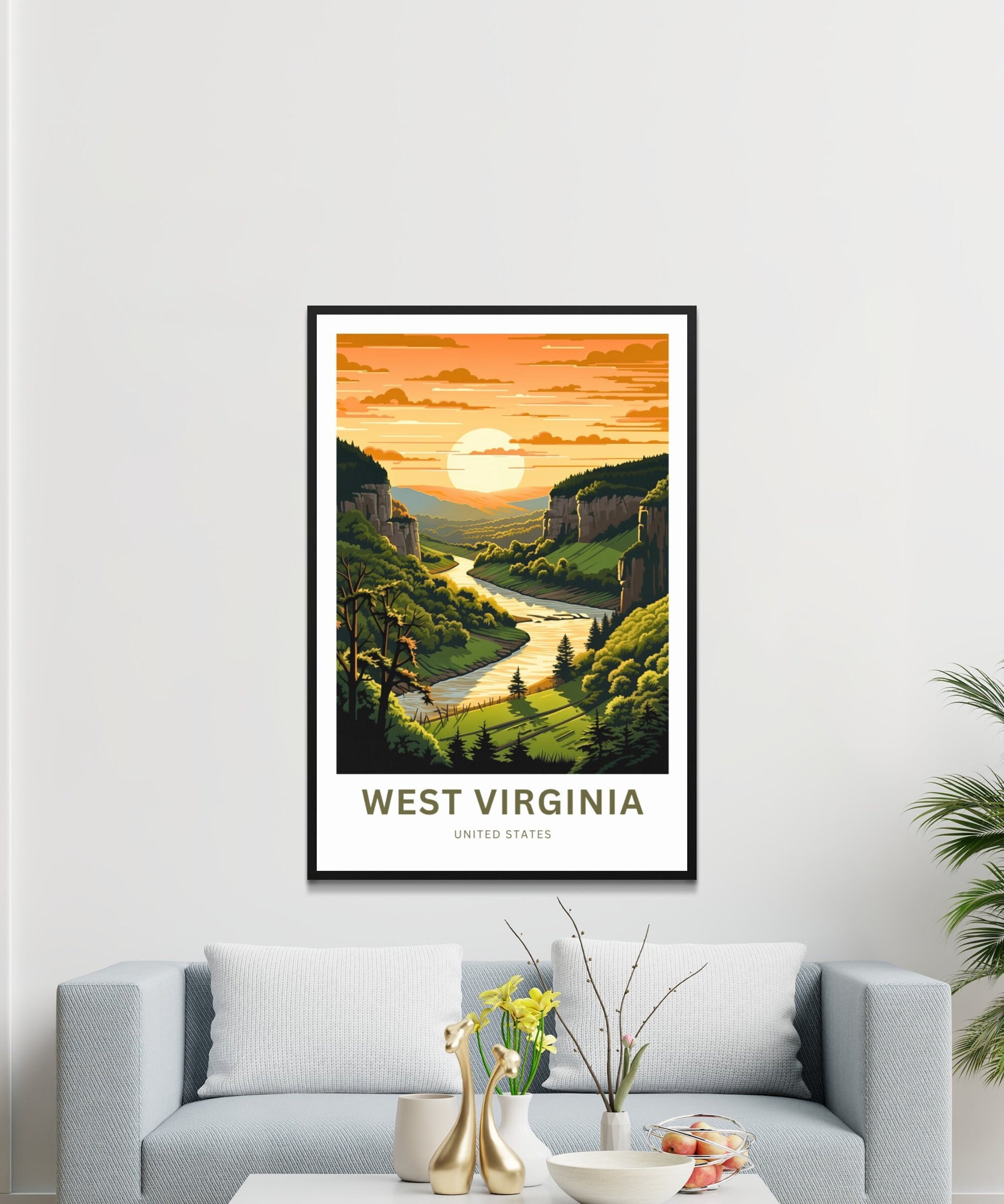 West Virginia Travel Print - West Virginia poster, United States Wall Art, Framed present, Gift United States Present - TravelTreasureCo