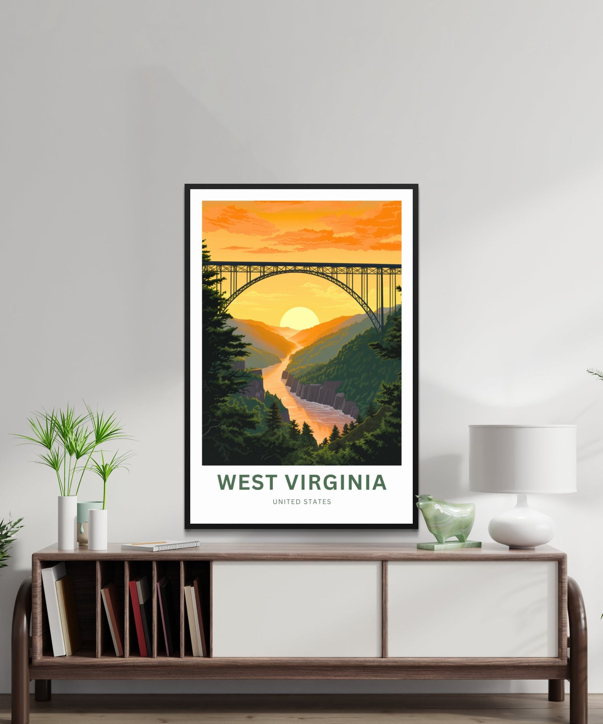 West Virginia Travel Print - West Virginia poster, United States Wall Art, Framed present, Gift United States Present, Custom Your Text - TravelTreasureCo