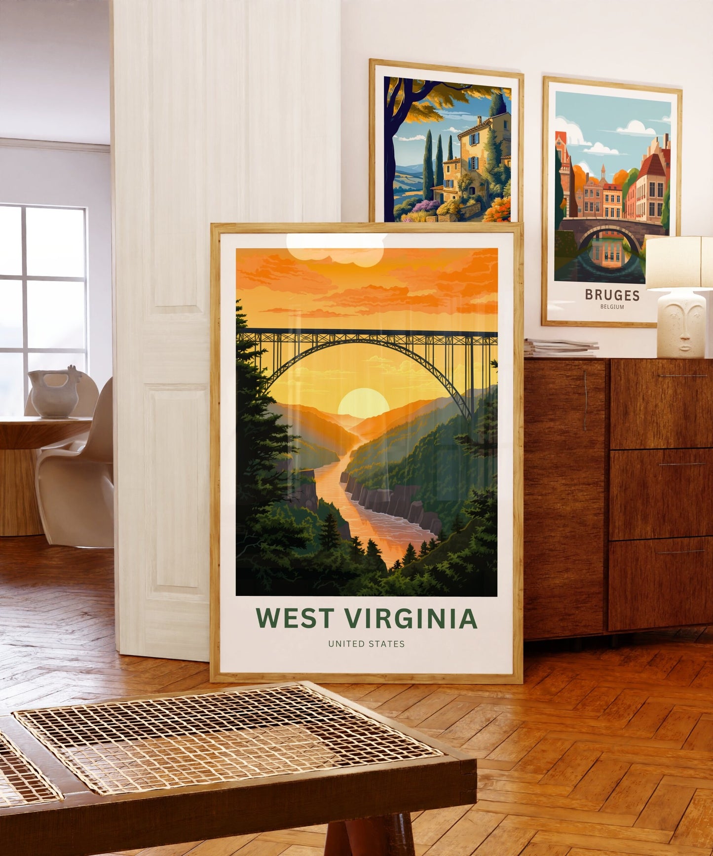 West Virginia Travel Print - West Virginia poster, United States Wall Art, Framed present, Gift United States Present, Custom Your Text - TravelTreasureCo