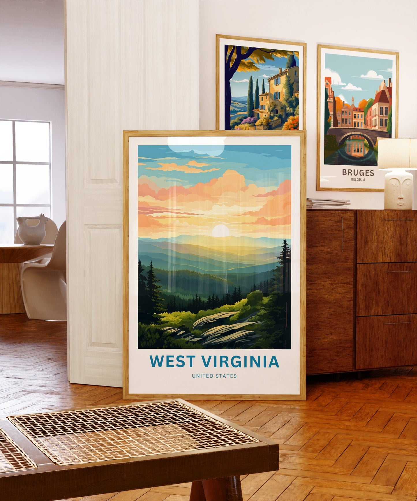 West Virginia Travel Print - West Virginia poster, United States Wall Art, Framed present, Gift United States Present, Custom Your Text - TravelTreasureCo