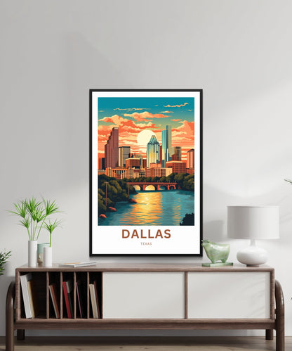 Dallas Travel Print - Dallas poster, Texas Wall Art, Framed present, Gift Texas Present, Customize Your Text - TravelTreasureCo