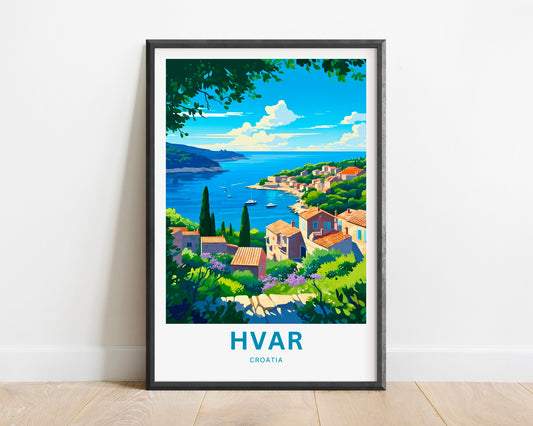 Hvar Travel Print - Hvar poster, Croatia Wall Art, Framed present, Gift Croatia Present, Custom Your Text - TravelTreasureCo