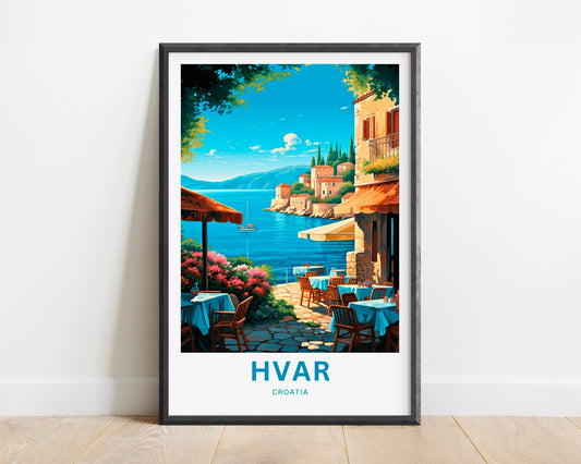Hvar Travel Print - Hvar poster, Croatia Wall Art, Framed present, Gift Croatia Present, Custom Your Text - TravelTreasureCo