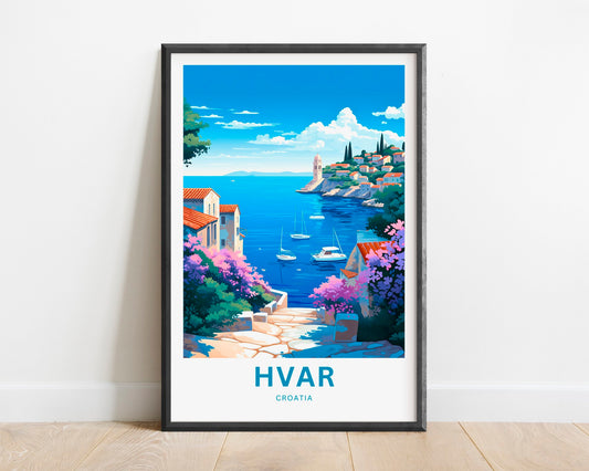 Hvar Travel Print - Hvar poster, Croatia Wall Art, Framed present, Gift Croatia Present, Custom Your Text - TravelTreasureCo