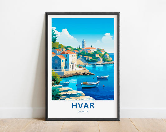 Hvar Travel Print - Hvar poster, Croatia Wall Art, Framed present, Gift Croatia Present, Custom Your Text - TravelTreasureCo