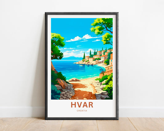 Hvar Travel Print - Hvar poster, Croatia Wall Art, Framed present, Gift Croatia Present, Custom Your Text - TravelTreasureCo