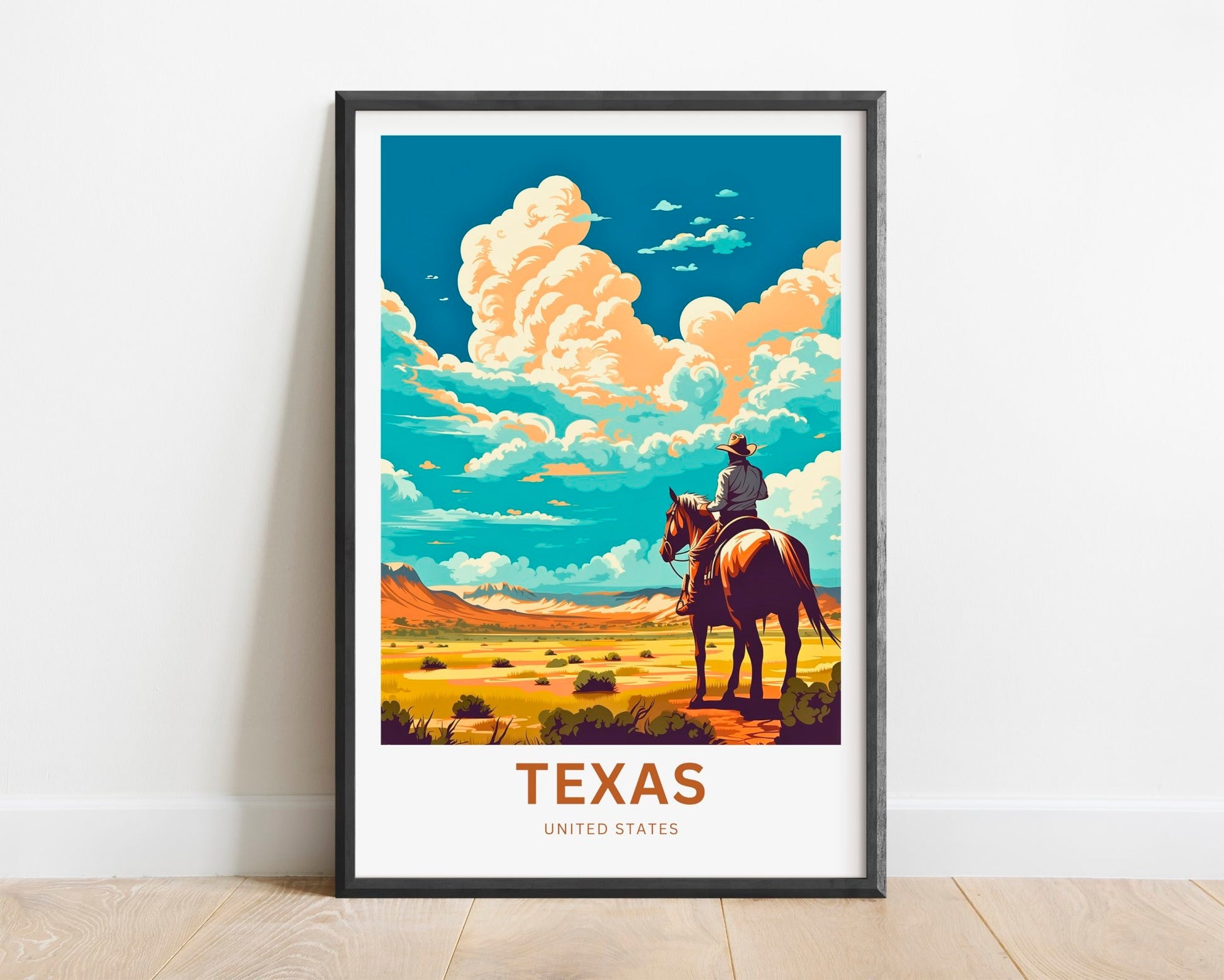 Texas Travel Print - Texas poster, United States Wall Art, Framed present, Gift United States Present - TravelTreasureCo