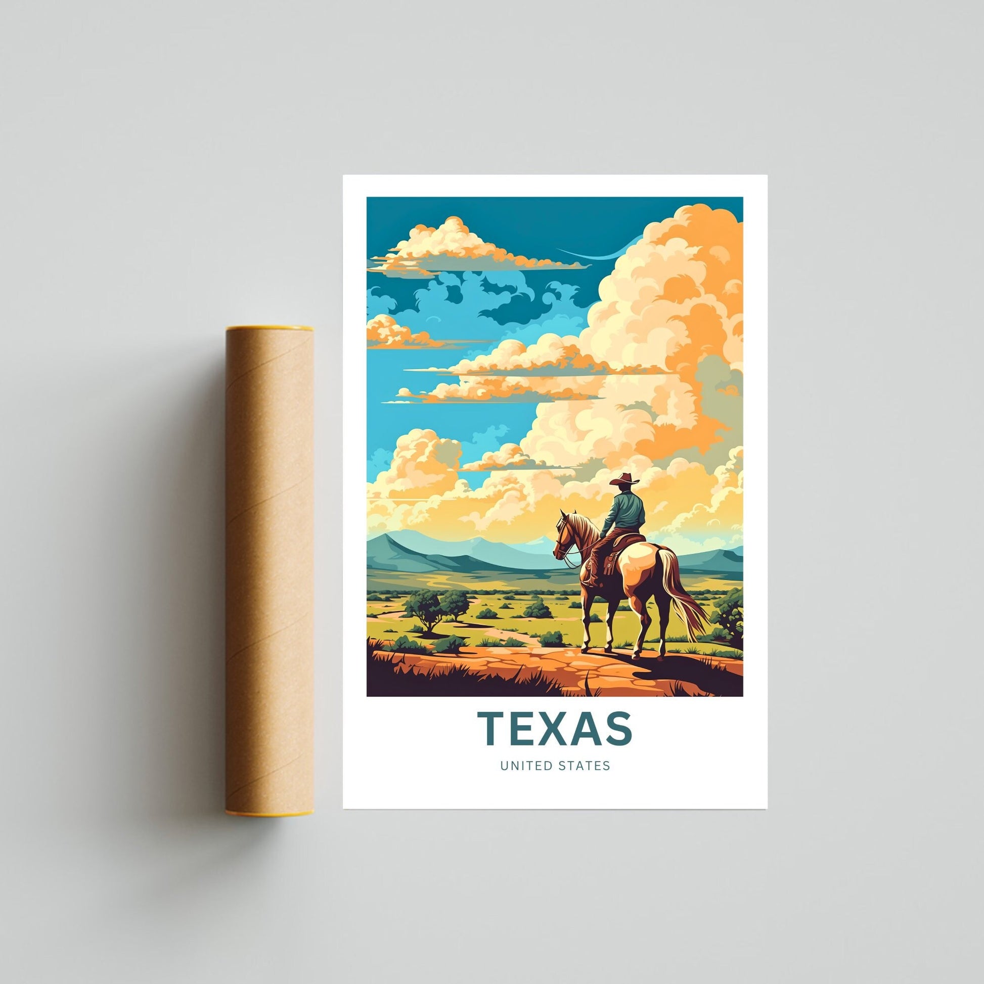 Texas Travel Print - Texas poster, United States Wall Art, Framed present, Gift United States Present, Custom Text - TravelTreasureCo