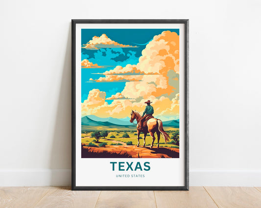 Texas Travel Print - Texas poster, United States Wall Art, Framed present, Gift United States Present, Custom Text - TravelTreasureCo