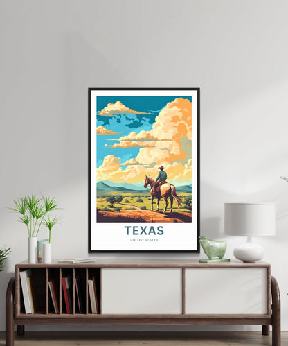 Texas Travel Print - Texas poster, United States Wall Art, Framed present, Gift United States Present, Custom Text - TravelTreasureCo