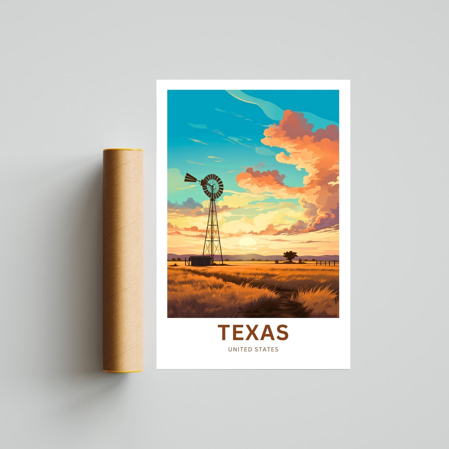 Texas Travel Print - Texas poster, United States Wall Art, Framed present, Gift United States Present, Custom Text - TravelTreasureCo