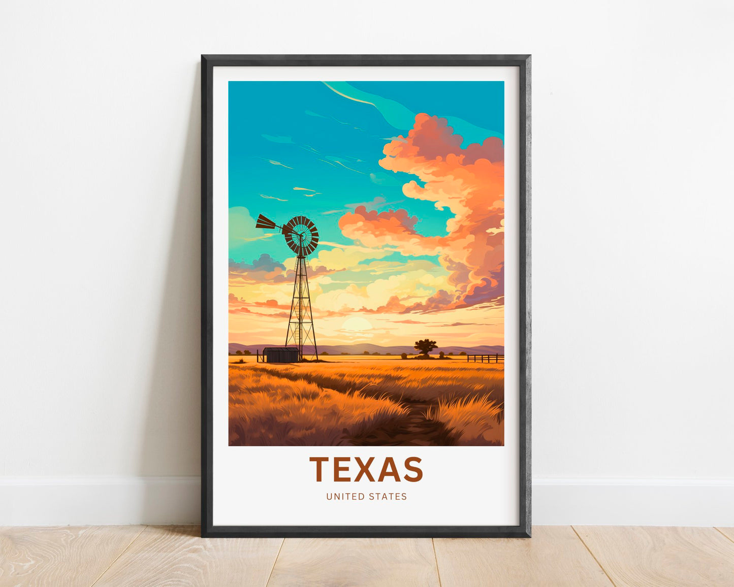 Texas Travel Print - Texas poster, United States Wall Art, Framed present, Gift United States Present, Custom Text - TravelTreasureCo