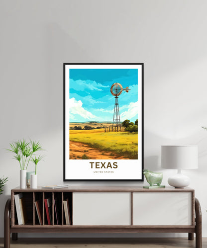 Texas Travel Print - Texas poster, United States Wall Art, Framed present, Gift United States Present, Custom Text - TravelTreasureCo