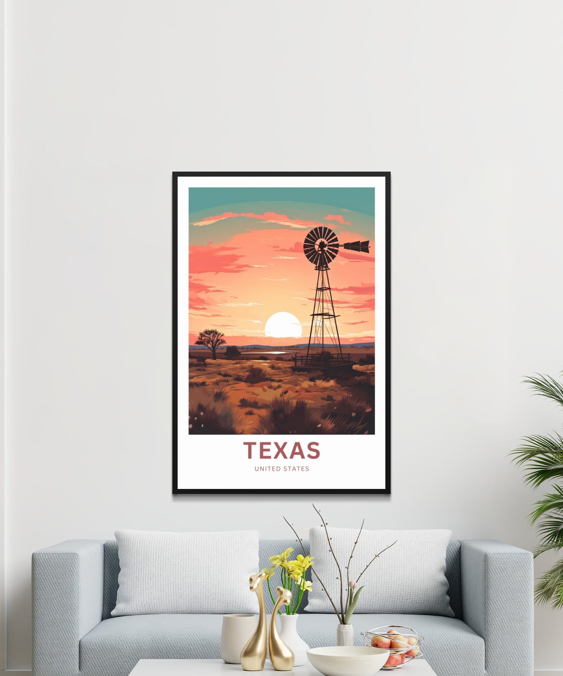 Texas Travel Print - Texas poster, United States Wall Art, Framed present, Gift United States Present, Custom Text - TravelTreasureCo