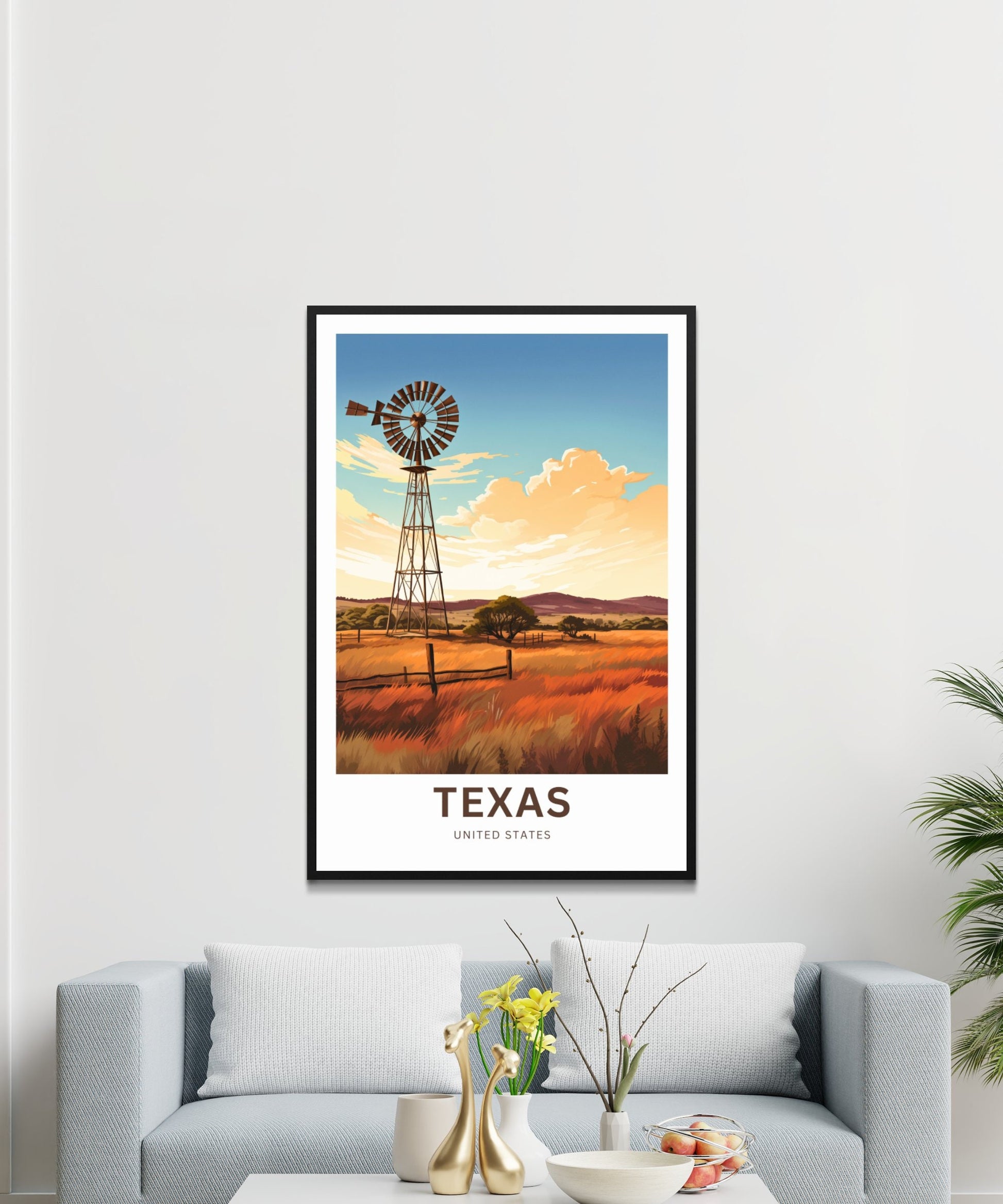 Texas Travel Print - Texas poster, United States Wall Art, Framed present, Gift United States Present, Custom Text - TravelTreasureCo