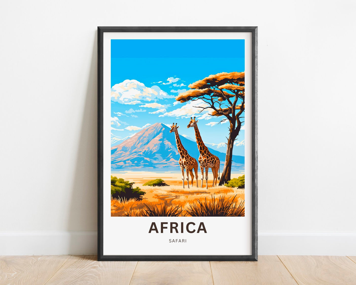 Africa Safari Travel Print - Africa Safari poster, African Wall Art, Framed present, Gift Africa Present - TravelTreasureCo