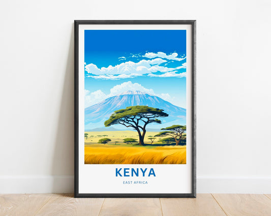 Kenya Travel Print - Kenya poster, East Africa Wall Art, Framed present, Gift Africa Decor Present, Customize Your Text - TravelTreasureCo