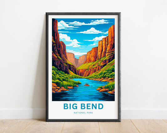 Big Bend National Park Travel Print - Big Bend poster, Texas Wall Art, Framed present, Gift United States Present, Custom Text - TravelTreasureCo