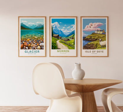 Mürren Travel Print - Mürren poster, Switzerland Wall Art, Framed present, Gift Switzerland Present - TravelTreasureCo